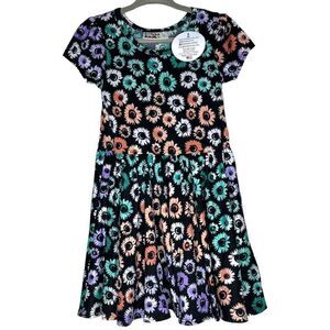 NEW Dot Dot Smile Multi Watercolor Floral Black Cap Sleeve Dress 2T